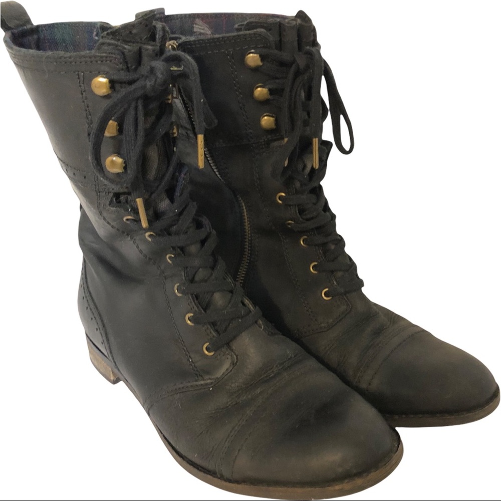 Indigo Clarks Lace Up Combat Boot Zip BLACK 8.5 M